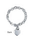 Solid Link Heart Shape Tag Charm Bracelet 7.5 Inch For Women Teens .925 Sterling Silver Made in Italy