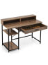 Фото #1 товара 48 Inch Computer Desk with Monitor Stand Drawer and Shelves-Rustic Brown