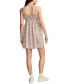 Women's Printed Sweetheart-Neck Smocked Cotton Mini Dress