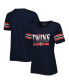 Women's Navy Minnesota Twins Team Stripe T-shirt Синий, S - фото #2