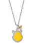 ფოტო #1 პროდუქტის Diamond & Enamel Winnie the Pooh & Honeybee 18" Pendant Necklace (1/6 ct. t.w.) in Sterling Silver