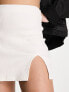 Фото #3 товара Bershka ribbed notch front mini skirt in ecru
