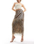 Фото #1 товара Miss Selfridge Premium gold sequin tasselled maxi skirt