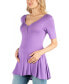 Quarter Sleeve Maternity Tunic Top with Button Detail