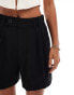 Stradivarius Petite soft touch tailored short in black