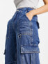 River Island cargo jeans with pocket detail in blue denim