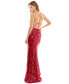 Juniors' Strappy Sequined Evening Gown