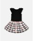 Girl Bi-Material Dress With Mesh And Vichy Skirt - Child