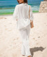 Фото #2 товара Women's White Collared Button-Up Crochet Top & Pants Set