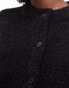 Topshop knitted crew boucle cardigan in black