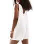 ASOS DESIGN beach double gauze tie shoulder playsuit in ivory