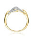 ფოტო #1 პროდუქტის Sterling Silver 14k Yellow Gold Plated with Cubic Zirconia Entwined Double Curb Chain Ring