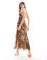 Miss Selfridge chiffon lace up back detail strappy maxi dress in animal print