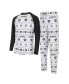 Фото #1 товара Men's White, Black Las Vegas Raiders Tinsel Raglan Long Sleeve T-shirt and Pants Sleep Set