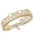 ფოტო #1 პროდუქტის Gold-Tone Mixed Link & Imitation Pearl Triple-Row Flex Bracelet, Created for Macy's