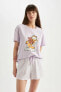 Fall in Love Garfield Regular Fit Kısa Kollu Şortlu Pijama Takımı C7953AX24HS