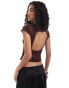 Фото #2 товара ASOS DESIGN high neck top with open back in brown