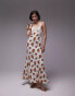 Фото #1 товара Topshop premium white and orange floral and lace maxi slip dress