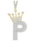 Men's Diamond (3/8 ct.t.w.) Crowned Initial Pendant in 10k Yellow Gold