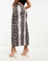 ASOS DESIGN leather look midi skirt in animal 32 - фото #4