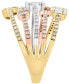 ფოტო #3 პროდუქტის EFFY® Diamond Round & Baguette Multirow Statement Ring (5/8 ct. t.w.) in 14k Tricolor Gold