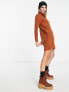 ONLY Petite roll neck mini knitted dress in rust