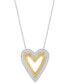 ფოტო #1 პროდუქტის Cubic Zirconia Heart 18" Pendant Necklace in Sterling Silver & 14k Gold-Plate