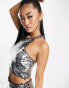 Stradivarius sequin co-ord top in silver