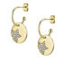 ფოტო #2 პროდუქტის 14k Gold Plated with Cubic Zirconia Star Medallion Charm C-Hoop Earrings