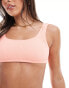 River Island cami bikini top with contrast stitching in coral