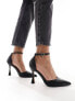 River Island court heel with embossed toe detail in black