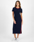 Women's Contrast-Stripe Ribbed Knit Midi Dress