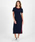 ფოტო #1 პროდუქტის Women's Contrast-Stripe Ribbed Knit Midi Dress