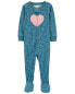 Toddler 1-Piece Heart 100% Snug Fit Cotton Footie Pajamas 3T