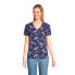 Women's Relaxed Supima Cotton Short Sleeve V-Neck T-Shirt Deep sea navy paisley floral, XSmall - фото #12