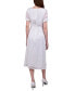 ფოტო #2 პროდუქტის Petite Short Sleeve Belted Swiss Dot Dress