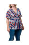 ფოტო #1 პროდუქტის Women's Plus Size Boulevard Short Sleeve Stripe Top