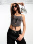 Фото #1 товара Urban Revivo lace up corset top in light grey