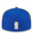 Фото #4 товара Men's Royal Golden State Warriors Piped and Flocked 59Fifty Fitted Hat