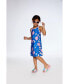 Girl Beach Dress Royal Blue Printed Pink Lemon - Child