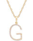 ფოტო #1 პროდუქტის Diamond (1/10 ct. t.w.) Initial Pendant Necklace in 10k Gold, 16" + 2" extender