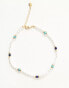 Фото #3 товара Orelia gold plated pearl & sp stone beaded anklet in multi