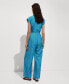 ფოტო #3 პროდუქტის Women's Bow Detail Shirt Jumpsuit