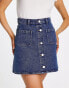 Фото #8 товара Monki denim button through mini skirt in mid blue wash