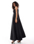 Фото #4 товара Sister Jane halterneck cotton maxi dress in black co-ord