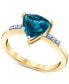 ფოტო #1 პროდუქტის Blue Topaz (2 ct. t.w.) & Diamond (1/20 ct. t.w.) Trillion Ring in 10k Gold