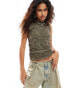 Фото #1 товара Noisy May rushed sleeveless top in dark olive washed print