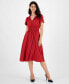 ფოტო #1 პროდუქტის Women's Smocked-Waist Short-Sleeve Dress