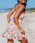 Women's Watercolor Floral Plunging Sleeveless Mini Beach Dress