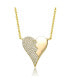 Фото #1 товара Gigi Girl Teens Sterling Silver 14k Yellow Gold Plated with Cubic Zirconia Broken Cracked Zig-Zag Half & Half Stolen Heart Pendant Necklace